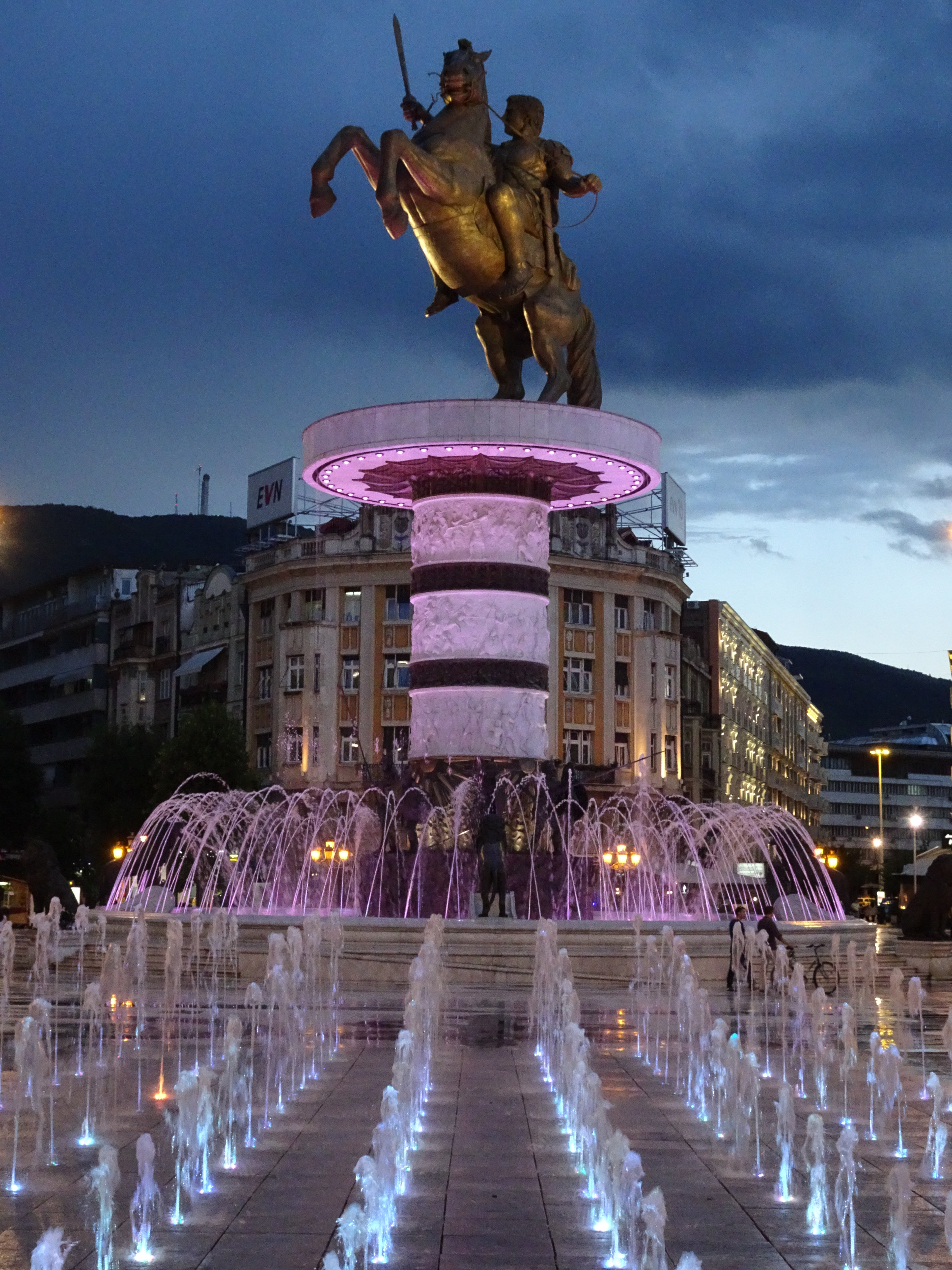 Macedonia Alexander statue night